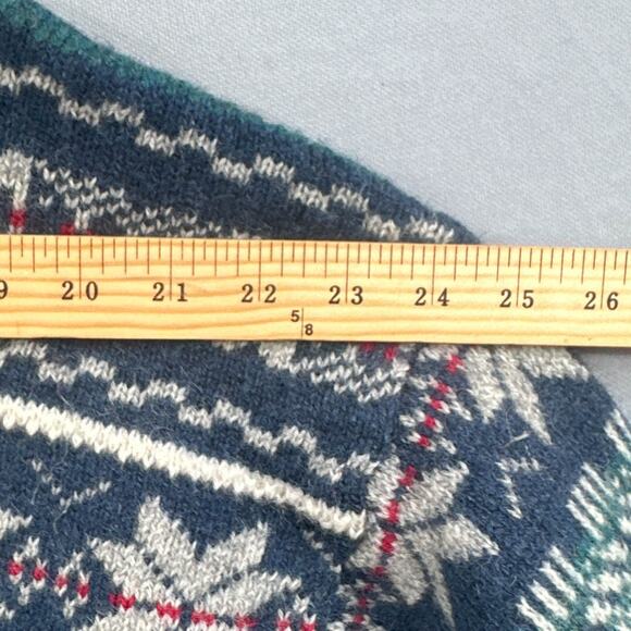 VTG Wool Sweater Lg 90s Grandpa Jumper Kurt Cobain Nordic Pattern Snowflake 80s - Picture 13 of 16